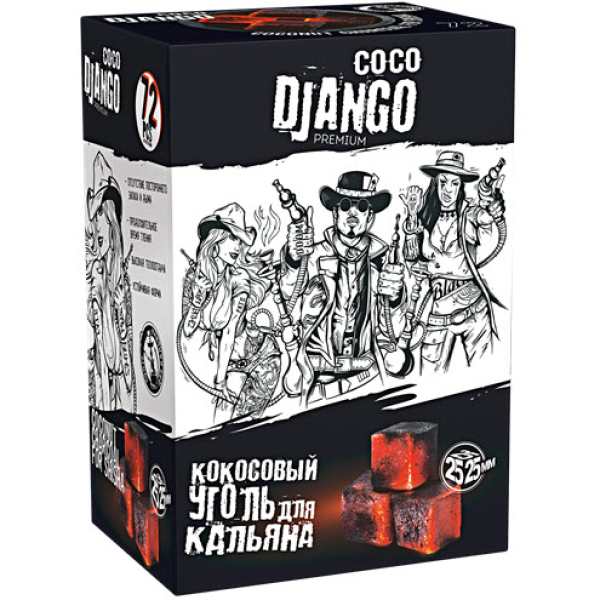 Уголь Coco Django 25мм для кальяна - 1кг (72 шт) в Санкт-Петербурге
