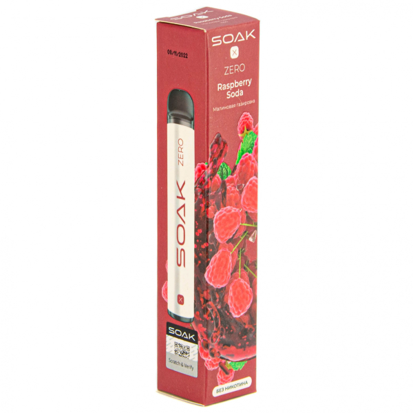 SOAK X ZERO Raspberry soda 1500 затяжек (без никотина) в Санкт-Петербурге