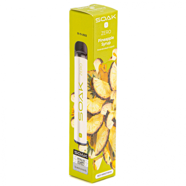 SOAK X ZERO Pineapple syrup 1500 затяжек (без никотина) в Санкт-Петербурге
