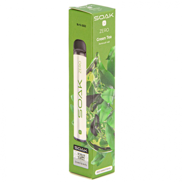 SOAK X ZERO Green tea 1500 затяжек (без никотина) в Санкт-Петербурге