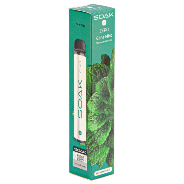SOAK X ZERO Cane mint 1500 затяжек (без никотина) в Санкт-Петербурге