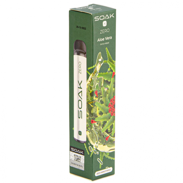 SOAK X ZERO Aloe vera 1500 затяжек (без никотина) в Санкт-Петербурге
