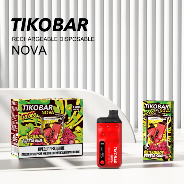 Электронка Tikobar Nova Арбузная Жвачка 10000 Затяжек в Санкт-Петербурге