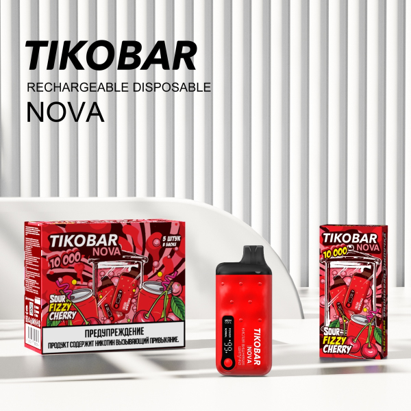 Электронка Tikobar Nova Кислая Вишневая Шипучка 10000 Затяжек в Санкт-Петербурге