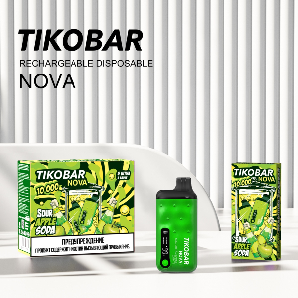 Электронка Tikobar Nova Кислая Яблочная Содовая 10000 Затяжек в Санкт-Петербурге